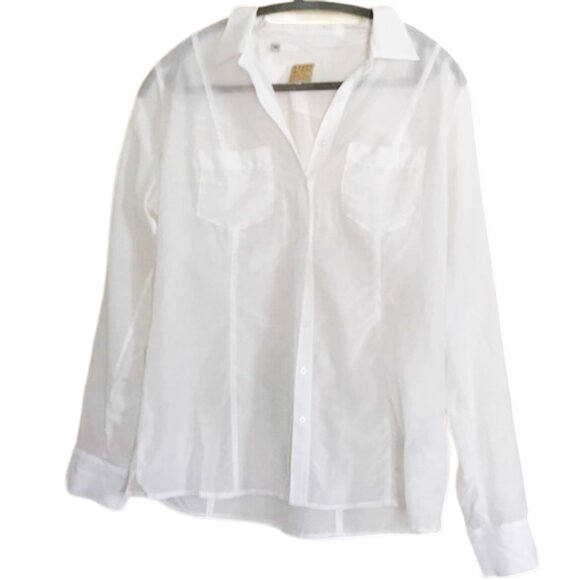 GUESS Y2K Sheer Button Down Blouse, Size Large - Picture 2 of 10
